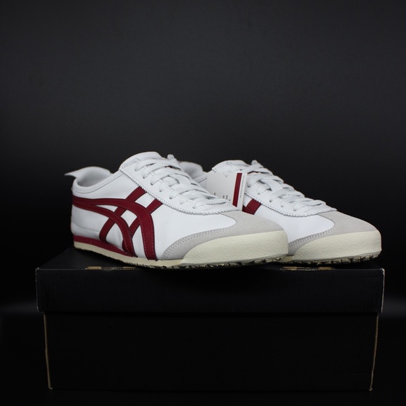 ASICS ONITSUKA D4J2L-0125 White Burgandy Mexico 66 Unisex fashion Sneakers - Picture 3 of 10